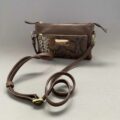 Sac en Cuir Façon Python Marron avec sa bandoulière et sa ceinture assortie