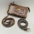 Sac en Cuir Façon Python Marron avec sa bandoulière et sa ceinture assortie