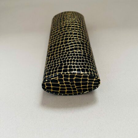 Etui à Lunettes Pépite De La Marque L'Atelier Du Vieux Bourg Noir Doré Effet Croco