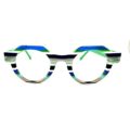 Lunettes de Vue De la Marque Wissing Modèle 3410 Coloris Vert et Bleu / Multicolore ronde – Opticien Stéphanie Danjou Cambrai